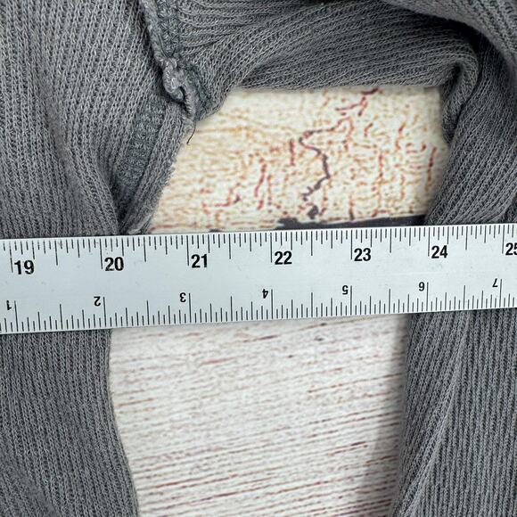 FP One Free People Embroidered Henley Thermal Shirt Womens Medium Gray - Picture 11 of 13